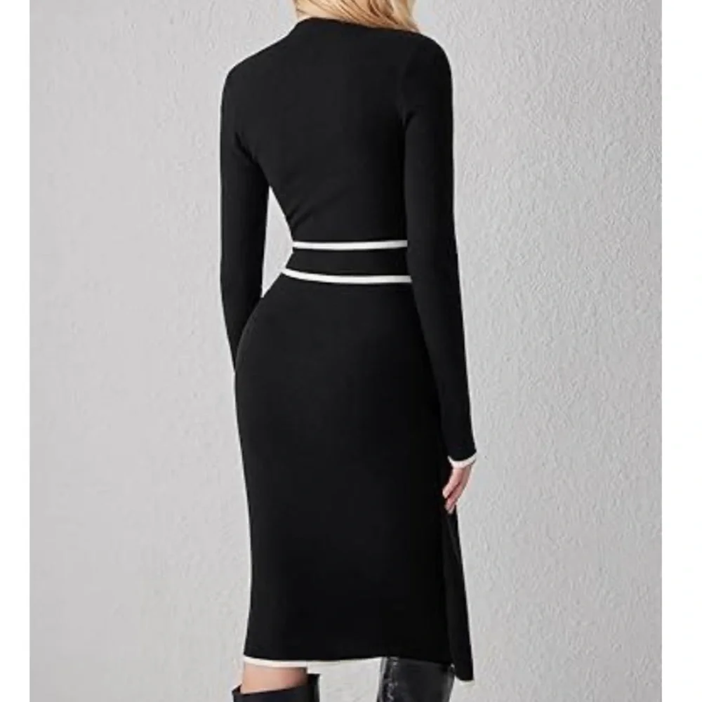 🆕Cider Knit Dress Long Sleeve Mock Turtleneck Bow Tie Wrap Dress - Picture 8 of 11